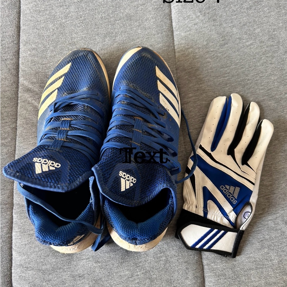 Adidas Blue and White Shoes with Gloves